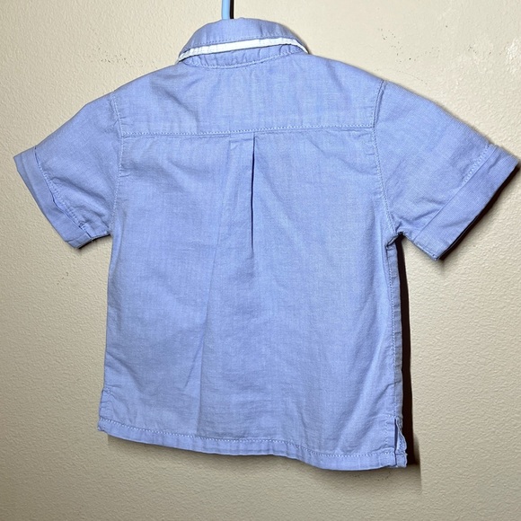 La Compagnie Des Petits Baby Boy Blue Button Up Shirt Double Collar Size 6 Mos - Picture 3 of 11